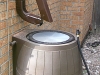 Installed Zip HInge over Rain Barrel
